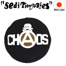 正規取扱店 SEDITIONARIES by 666 (セディショナリーズ) CHAOS＋SKULL BERET (カオス＋スカル ベレー帽) ブラック 日本製 STA0011