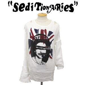 ���K�戵�X SEDITIONARIES by 666 (�Z�f�B�V���i���[�Y) STM0002 MUSLIN TOP L/S BLIND QUEEN+ANARCHY FLAG ���X�����g�b�v �K�[�[�V���c ���� �z���C�g