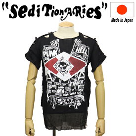 正規取扱店 SEDITIONARIES by 666 (セディショナリーズ) STM0020 ANARCHIST PUNK GANG ムスリントップ muslintop ガーゼシャツ S/S 半袖 ブラック