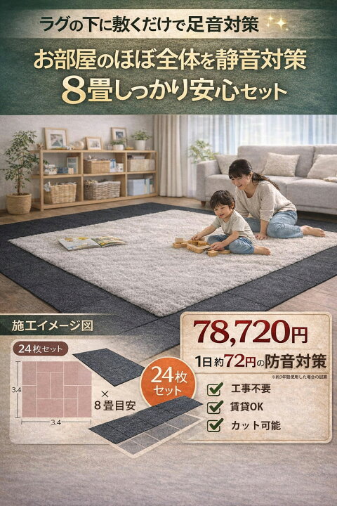 楽天市場】防音マット 足音対策 子供 マンション 下の階対策 防音 