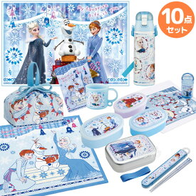 アナと雪の女王 お買得10点セット アルミお弁当箱 370ml 箸＆箸箱 巾着 水筒580ml コップ コップ袋 レジャーシート 抗菌おしぼり ランチクロス シール容器3P