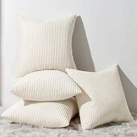 クッションカバー 45×45cm 4枚セット コーデュロイ 無地 おしゃれ 北欧 洗える ふわふわ 隠れ