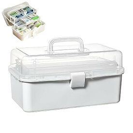 救急箱 薬箱 3段 ツールボックス 大容量 薬ケース 裁縫箱 工具箱 小物入れ 軽量 透明 取っ手