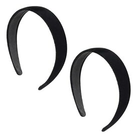 カチューシャ 黒 幅2.5cm 2個セット ベロア製 ヘアアクセサリー ヘアアレンジ ヘアアクセ シン