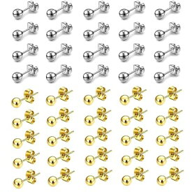 ピアス 20ペアセット シルバー10ペア+ゴールド10ペア 丸玉ピアス ステンレス 丸玉 ボール 記念