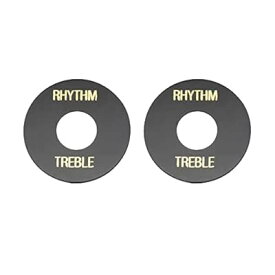 Pro リズム/トレブルプレート USA LP レスポールエレキギター用、黒と金の文字（2個セット）