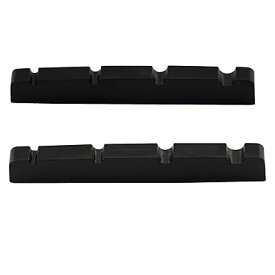 Pro尿素樹脂プラスチック製 40mm 弦溝加工済みナット4弦 ジャズベース用フラットボトム、ブラ