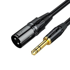 6.35mm to XLRケーブル 公-公 1M 耐久 カラオケ/マイク/エレキギター ブラック