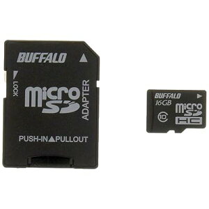 BUFFALO Class10 microSDHC�J�[�h SD�ϊ��A�_�v�^�[ 16GB RMSD-16GC10AB