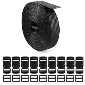 サイドリリースバックル PPベルト ベルト送り 10セット 25mm×10m ワンタッチ式バックル ス