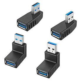 USB 3.0 アダプタ L型 90度 直角 方向変換アダプター オス×メス 高速 5Gbps Type A (タイプa オス〜