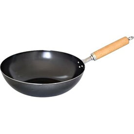 燕三条 黒皮鉄 深型フライパン 炒め鍋 28cm IH対応 ガス 木のハンドル 日本製 厳選素材 GR-9749