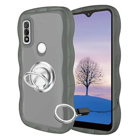 FOR Arrows We ケース ブラック ウェーブ リング付き TPU波状のバンパー 透明 スマホケース かわ