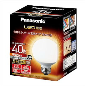 LED電球 口金直径26mm 電球40形相当 電球色相当(3.6W) 一般電球・ボール電球タイプ 70mm径 屋外器
