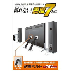 耐震ベルト テレビ用 75インチまで対応 強力粘着シールタイプ 2本入 TS-002N2