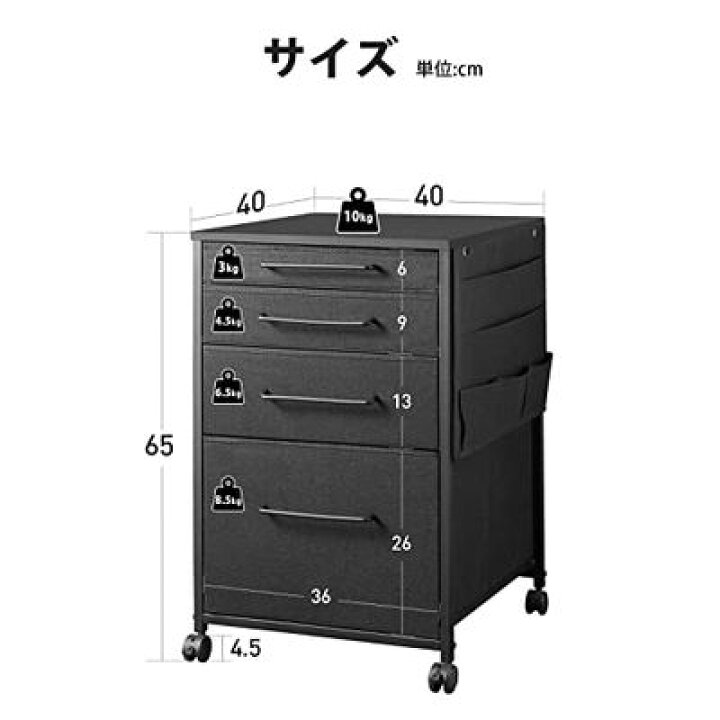 楽天市場】YeTom デスクワゴン キャビネット サイドチェスト オフィス 