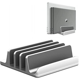 新型4in1ノートパソコンスタンド、縦置きスタンド、冷却スタンド、幅を調整可能、アルミニウム素材、省スペース、滑り止めで、安定感があります。MacBook Pro/Air/Microsoft Surfaceのすべてに対応し、新デザインを採用しています 銀