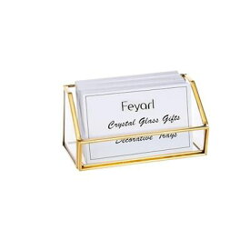 Feyarl 名刺スタンド 名刺立て カード立て ガラス カードケース オフィス 名刺収納 真鍮 シルバー 事務用品 台形