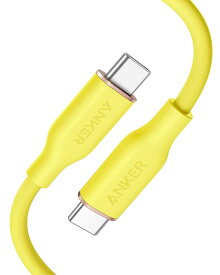 Anker PowerLine III Flow USB-C & USB-C ケーブル 絡まないケーブル PD対応 シリコン素材採用100W Galaxy iPad Pro MacBookPro/Air 各種対応 (0.9m レモンイエロー)