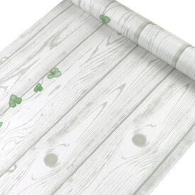 Homya 壁紙シール 45cmx6m 木目調 リメイクシート 防水 DIY 木目シート 剥がせる 模様替え 耐熱 防カビ カッティングシート 接着剤不要 緑の葉