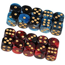Yourandoll 20個 多面体ダイス D6サイコロ 6面ダイス16mm Dungeons and Dragons DND TRPG MTGダイス などテーブルゲーム用 (ブルー ブラック+レッドブラック)