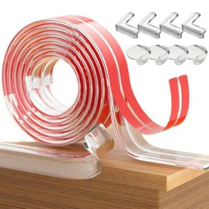 HGEN コーナーガード 透明 エッジ 保護クッション 安全対策 けが防止 両面テープ シール固定 ベビーガード コーナークッション8個付 (2m)