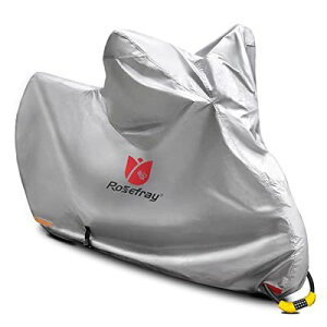 Rosefray バイク カバー 3L-4L 240cmまで対応 スマートサイズ 高機能 撥水 UVカット 210D 大型 車体カバー 収納バッグ付( シルバー)
