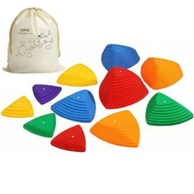 LUDNEE バランスストーン バランスボード 子供用 遊びで子供のバランス感覚と運動能力がアップ 体幹 トレーニング 安全 スポーツ アウトドア 屋内 (11個で1セット) ゴム レッド