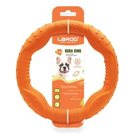 LaRooテディ犬デンタル玩具、小型犬用噛おもちゃ耐久性、ラウンドフリスビー18 cmストレス解消（中小犬）のペットの知能訓練用、浮遊訓練おもちゃ。 (22CMオレンジ)