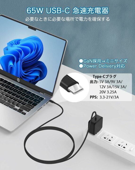 楽天市場】HP acアダプター 65W 45W 20V 3.25A対応 HP交換用 65W USB-C 