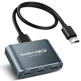 HDMI 切替器 4K 60Hz アルミニウム合金製 avedio links HDMI セレクター3入力1出力HDMI スイッチャー3ポートHDMI ハブ 拡張【パソコン/DVDプレーヤー/Nintendo Switch/Fire TV Stick/PS5対応】HDMI2.0b HDCP2.2 HDR10 3D 電源不要 高速HDMI2.0ケーブル付属(1.2m) グレー