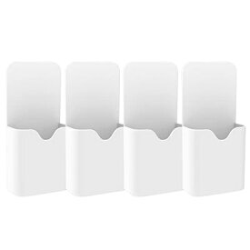 マグネットポケット 4個セット ATiC 壁掛けラック 磁石ポケット ウォールポケット ABS樹脂 磁石ボックス ホワイトボード・冷蔵庫・デスクの小物入れ イレーザー ホワイトボードマーカー オフィス整理用品 磁石壁掛け収納ケース White