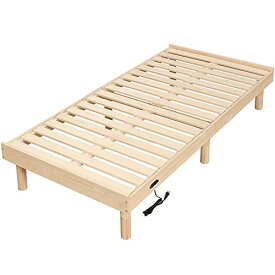 WLIVE ベッド すのこベッド シングル ベッドフレーム シングルベッド 木製 頑丈 コンセント付き 通気性 耐久性 ベッド下収納 フレーム 組み立 ナチュラル