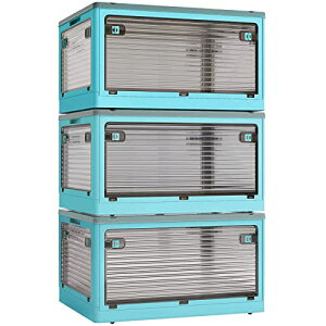 X XUNTAO【収納ボックス 折りたたみ】蓋付き 積み重ね 全方向から取り出せる 3個セット 収納ケース 衣類 布団 おもちゃ 小物 収納 折り畳み コンテナ ボックス 大型 プラスチック キャスター付