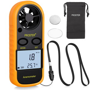 Proster デジタル 風速計 風温測定可能 小型 データホルド機能 風力表示 バックライト付き