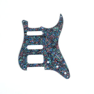 Musiclily Pro 11穴 ラウンドコーナー HSS USA/メキシコストラトキャスターギター用ピックガード ハムバッカー取付オープンピックアップ用4ネジ、4プライアバロン貝柄