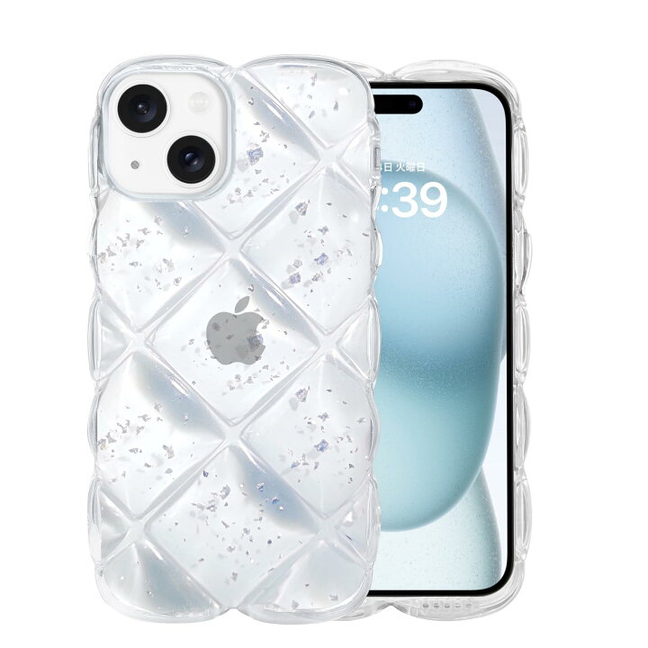 楽天市場】GUAGUA iPhone15 ケース クリア ウェーブ 菱形バック い  