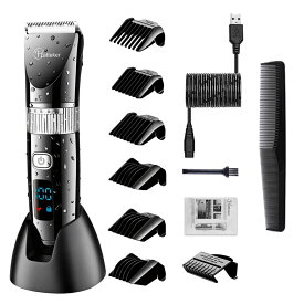 Hatteker電動バリカン ヘアカッター ヒゲトリマー 充電式 ばりかん 水洗い LED 0.5-24mm 刈り高さ調節 家庭用・子供用・業務用 ブラック