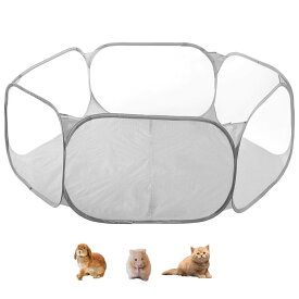 ペット プレイ サークル 小動物フェンス アウトドア/室内 遊び用のサークル 折り畳式 小動物 メッシュ ケージフェンス 収納簡単 軽量 脱走防止 袋付き120cm (タイプ5)