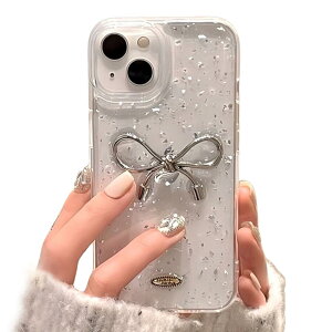 saymi's �V���o�[ ���{�� ������� �؍� iPhone13 �P�[�X �N���A ��ڂ񑕏� ���炫�� �������� �┓ �f�U�C�� ���� ���� silver ribbon bow (iPhone13)