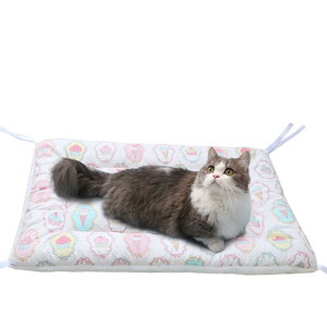 Bidason ペット クッション ベッド 四隅紐付き ズリ落ない ケージ用可能 リバーシブル ふかふか 柔らか 暖かい 可愛い スクエア型 マット ペット用ソファー 保温布団 犬 猫 通年 洗える