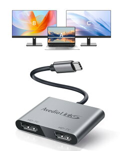 avedio links USB-C HDMIϊA_v^ 4K@60Hz HDMIz g[h[hΉ 3 Type-C&HDMI2|[g fA4K@30HzAUSB C 3.0/3.1AThunderbolt 3Ή(USB C to Dual HDMI)