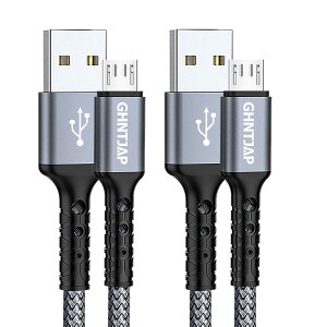 GHNTJAP �}�C�N�� USB �P�[�u�� 2M �y2�{�Z�b�g�z Micro USB �P�[�u�� �����[�d USB2.0�f�[�^�]�� Android�[�d�P�[�u�� �A���h���C�h�[�d�R�[�h Xperia/Galaxy/Kindle ���@��Ή�
