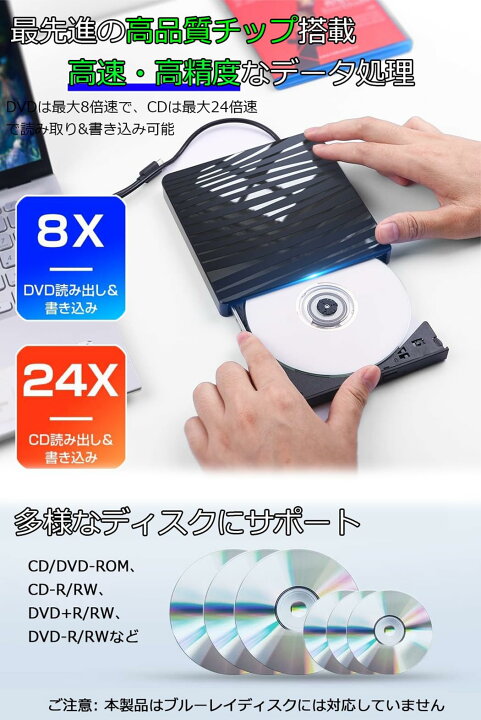 楽天市場】外付けDVDドライブ CD DVDドライブ USB3.0&Type-C両用 