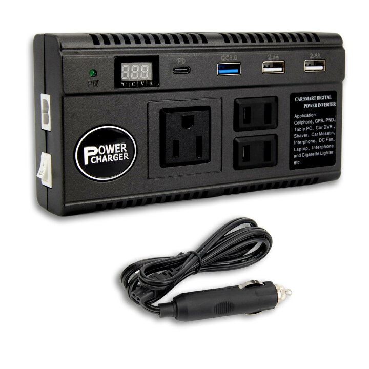楽天市場】【新登場モデル】カーインバーター 車載充電器 120W DC12V 