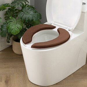 SHIEN ふかふかのフランネル便座シート 厚さ2cm 【2セット入り】便座カバー 消臭 節電 洗える ずれない トイレ便座カバー 吸着タイプシート 色:ブラウン+グレーの組み合わせ