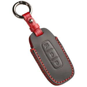 【smasol】新型 エクストレイル T33系 キーカバー 本革 日産 サクラ スマートキーケース 日産 アリア キックス e-power 2024年 最新 キーケース (本革 / 3ボタンB 黒)