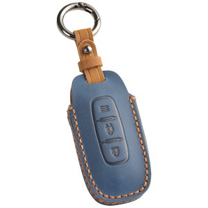 【smasol】新型 エクストレイル T33系 キーカバー 本革 日産 サクラ スマートキーケース 日産 アリア キックス e-power 2024年 最新 キーケース (本革 / 3ボタンA ブルー)