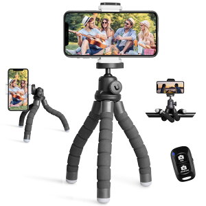UBeesize スマホ 三脚 スマホスタンド ワイヤレスリモコン付き 持ち運び便利 スマホ三脚 くねくね フレキシブル カメラ三脚 コンパクト iPhone&Android/GoPro/カメラ/自撮り/ビデオ/写真/撮影など対