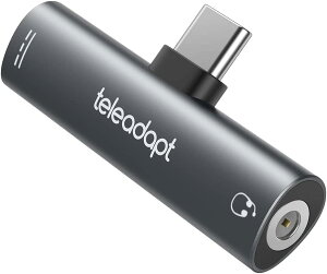 Teleadapt ^CvC to 3.5mm Czϊ A_v^, 2 in 1 USB-C Hi-Res Type C 3.5mm wbhzI[fBI A_v^ PD 60W}[dA_v^t ipad pro Pixel Xperia Galaxy